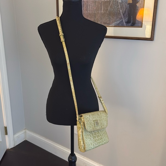 Vintage Dooney & Bourke Purse Orange Canvas Leather Croc Flap Crossbody Bag - Picture 5 of 8